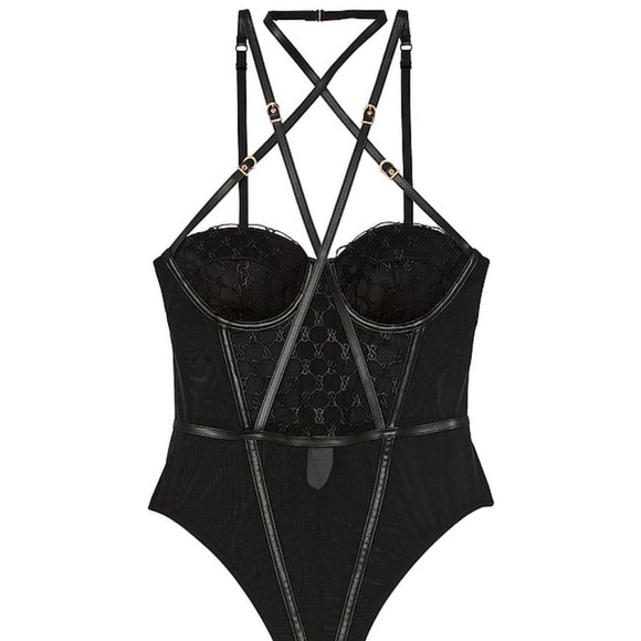 Victoria's Secret Black Strappy Lace Bodysuit - Picture 3 of 14